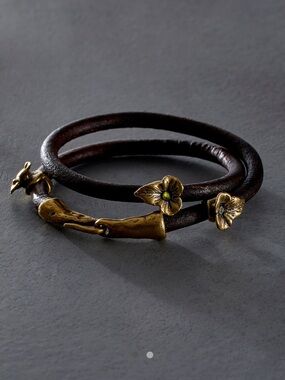 Free People Care FP - Alkemie Three Leaf Leather Bracelet